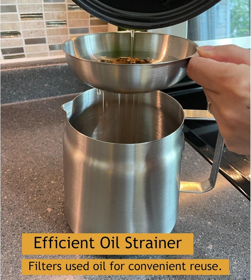 Saltlas Deep Fryer Pot with Basket and Oil Strainer, 304 Stainless Steel Deep Frying Pot for French Fries, Chicken, or Japanese Tempura, 2L (2Qt) - Image 5